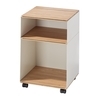 Richard Lampert - Stak Container 2 mit Rollen - weiß/gekantetes Stahlblech/Platten Eiche furniert/H:65cm