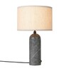 Gubi - Gravity - Lampe de table S - lin/gris/abat-jour lin/H 49cm, Ø 30cm/structure marbre gris