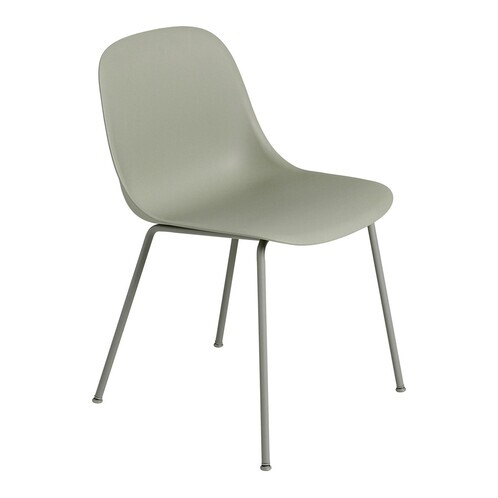 Muuto - Fiber Chair With Tube Base - dusty green/shell WPC (wood fiber/plastic)/WxHxD 51x77x53cm/powdercoated steel frame