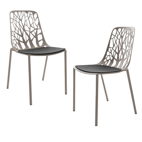 Fast - Forest - Kit de 2 chaises de jardin - taupe/peint par poudrage/avec 2 galettes d'assise anthracite