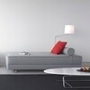 Softline - Lubi Schlafsofa / Day Bed - grau/Keder schwarz/Stoff Filz 620/mit Federkernmatratze/inkl. Nackenrolle