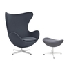 Fritz Hansen - Set promo - Egg Chair chaise + repose-pied étoffe - anthracite/support en aluminium/étoffe Fame 60019/repose-pied: LxPxH 56x40x37cm