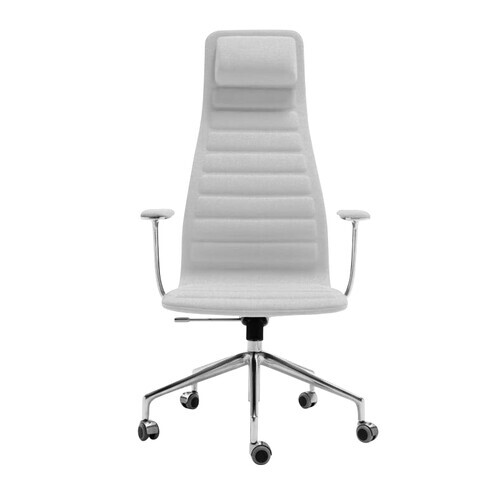 Cappellini - Lotus High Bürostuhl mit Rollen - grau/Gestell aluminium/Textil Polaris/mit Rollen für halb-weiche Böden