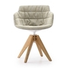MDF Italia - Flow Slim - Fauteuil capitonné New Edition 2 - verte olive/blanc/coupe blanche/châssis chêne/étoffe Monaco R318 Col. 443.014/56 x 56 x 76.4 cm