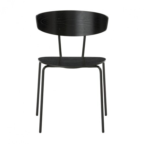 ferm LIVING - Herman Stuhl - schwarz/Esche furniert/Gestell schwarz/LxBxH 50x47x74cm