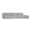 HAY - Mags Soft - Canapé lounge accoudoir à gauche - gris clair/piètement noir/tissu Divina Melange 120/coutures noires/324x154x67cm