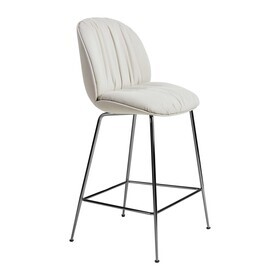Gubi - Beetle Soft Barstuhl Vollpolsterung Gestell Chrom schwarz 108cm