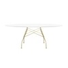 Kartell - Glossy Tisch Oval Gestell Gold - weiß/glänzend