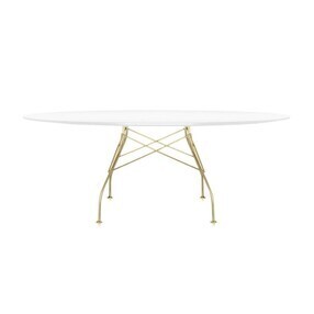 Kartell - Glossy - Table ovale piètement en or