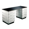 müller möbelfabrikation - Classic Line TB 229-5 Office Desk 175x77x80cm - silver RAL 9006/glossy/base & top black/8 drawers