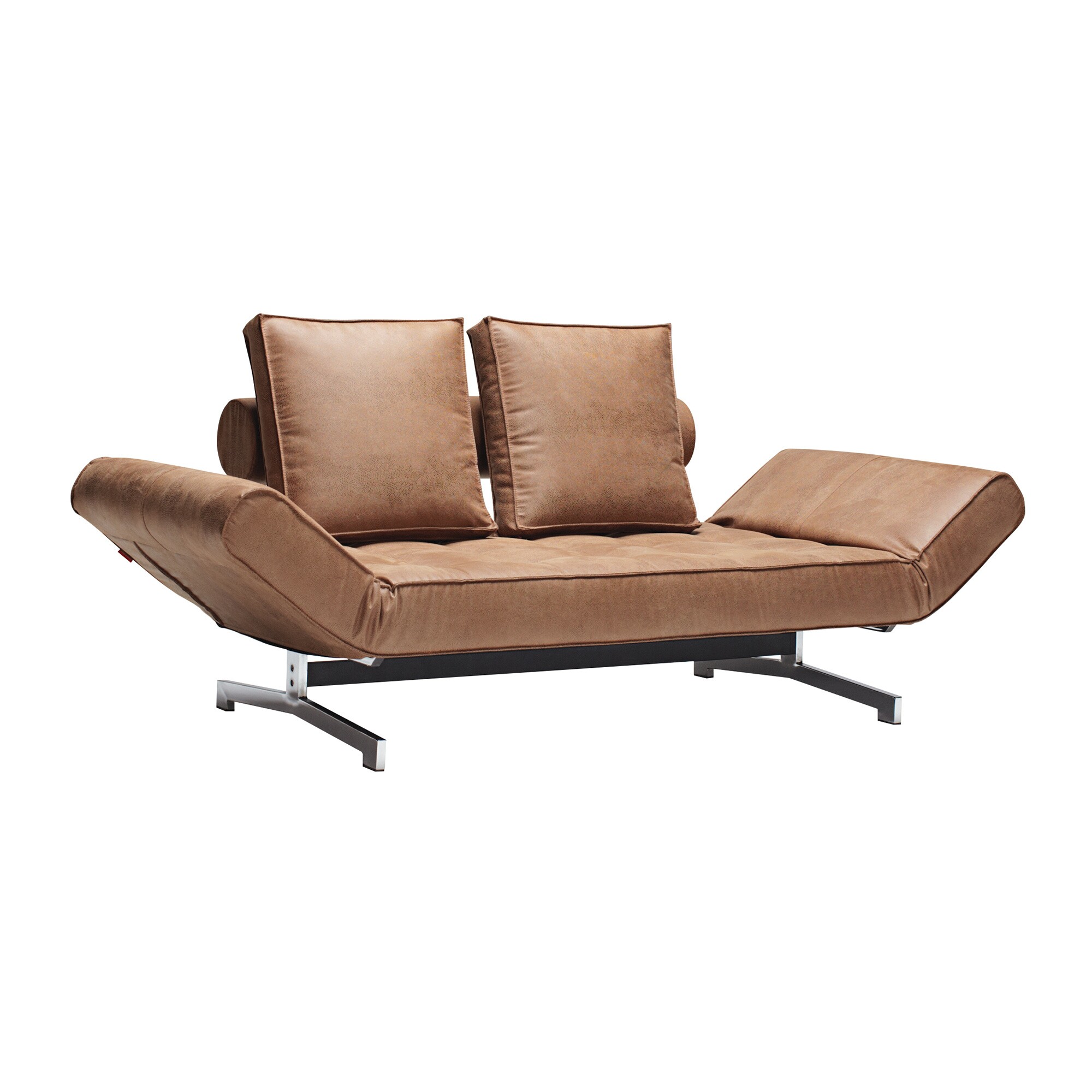Innovation Ghia Sofa Bed Fabric With Leather Legs Chromed Steel Ambientedirect