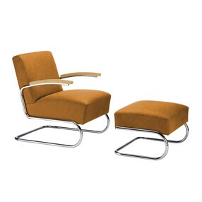 Thonet - S 411 Sessel mit Hocker Leder
