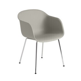 Muuto - Chaise à accoudoirs recyclé Fiber cadre tubulaire chrome