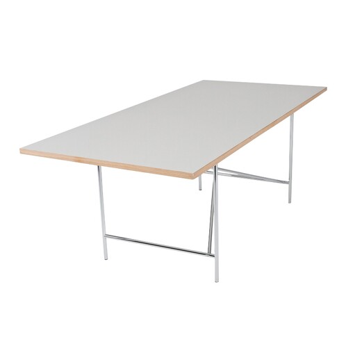 Richard Lampert - Eiermann 1 Table eccentric - white/oak edge/frame chrome/incl. height adjuster 3.5cm/180x90cm