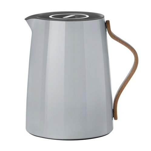 Stelton - Emma - Théière isotherme 1,0L - clair gris/bois de hêtre/brillant/dotée du système easy click