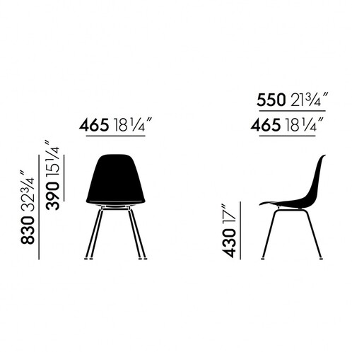 Vitra - Eames Plastic Chair DSX structure noire H43cm - dessin au trait