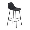 Muuto - Fiber Bar Stool With Backrest 65cm - black/seating plastic/WxHxD 42,5x87,5x44,5cm/black base: powder coated steel