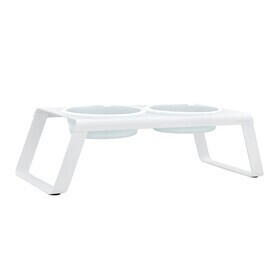 MiaCara - Desco Dog Bowl Stand with Porcelain Bowls L