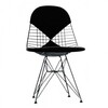 Vitra - Eames Wire Chair DKR-2 - Stoel H43cm - zwart/basic dark zwart/stof Hopsak 66/met viltvoeten basic dark zwart/nieuwe hoogte/voor binnen en buiten