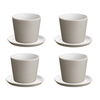 Alessi - Tonale Set 4 Becher und 4 Unterteller - hellgrau/4 Becher Ø8cm/4 Unterteller Ø12cm