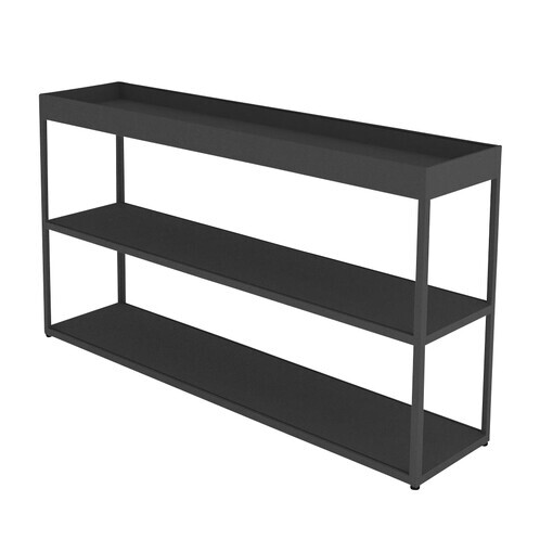 HAY - New Order - Etagère avec tray 150x79.5cm - gris foncé charcoal/laqué/avec 1 top tray
