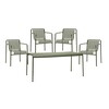 HAY Palissade Gartenmöbel-Set aus Stahl in Olivgrün: 1 Tisch, 4 Stühle mit Armlehnen, modernes Design. - Palissade Gartenset Tisch + 4 Dining Gartenarmlehnstühle
