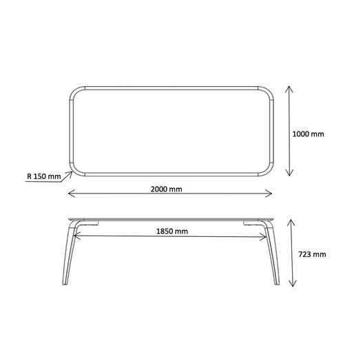 Gubi - Gubi Dining Table Rectangular - line drawing
