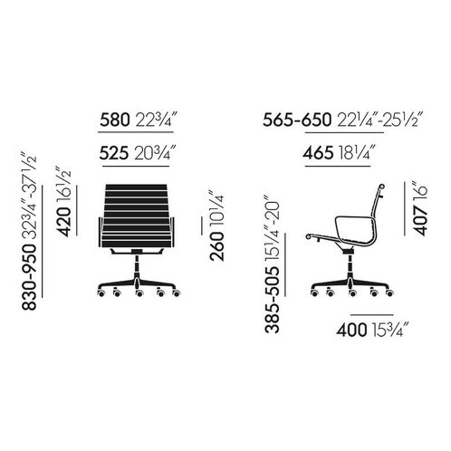Vitra - EA 117 Alu Chair Bürostuhl/ Gestell verchromt - Strichzeichnung