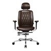 Wagner - AluMedic Limited S Office Chair - dark brown/cover leather/star base polished aluminium/with wheels for hard floors