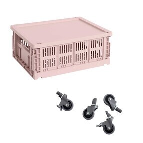 HAY - Panier Colour Crate recyclé M avec couvercle et roulettes