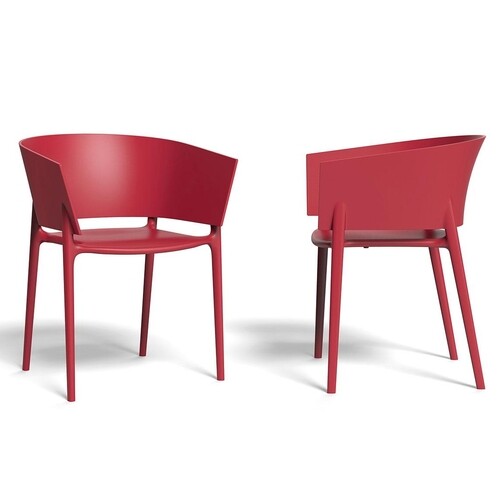Vondom - Africa - Armleunstoel - rood/mat/H x W: 75 x 58cm/voor binnen en buiten geschikt