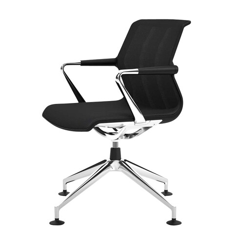 Vitra - Unix Conference Chair - nero black/frame polished aluminium/Silk Mesh/with felt gliders