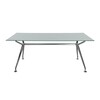 Wagner - W-Table Conference Table rectangular  - glass satinated/classic/frame aluminium polished/220x110cm - line drawing