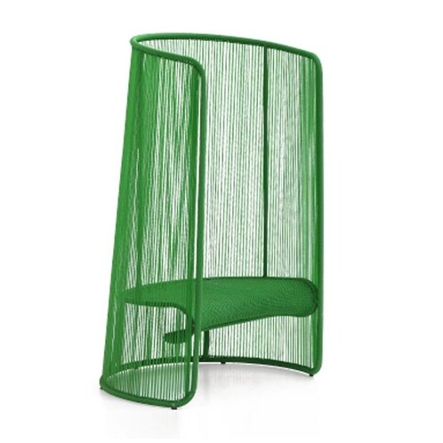 Moroso - Husk L Sessel - grün/handgeflochten/Fußgleiter verstellbar aus Polypropylen/100x140x70cm/Gestell Stahl lackiert