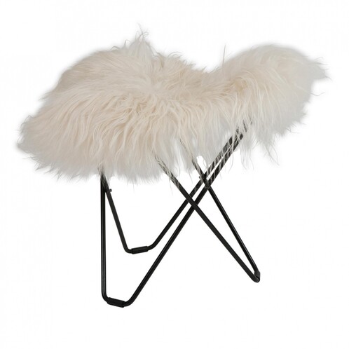 cuero - Flying Goose Iceland - Tabouret - blanc/agneau islandais Wild White/châssis noir
