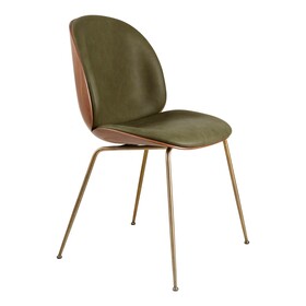 Gubi - Beetle 3D Veneer Dining Chair Leather Upholstered