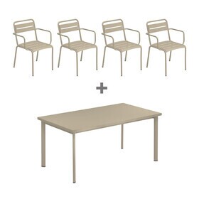 Emu - Star Garden Set Table 160x90cm + 4 Garden Armchairs