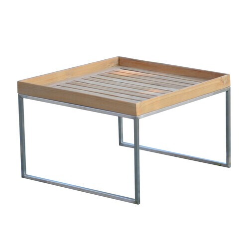 Jan Kurtz - Pizzo 60 Teck - Table d'appoint - teck/plateau de table teck amovible/PxHxP 60x40x60cm/structure acier inoxydable