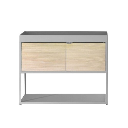 HAY - New Order - Etagère avec porte 100x79.5cm - clair gris/frêne/1 porte en bois