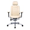 Wagner - AluMedic Limited S Office Chair - creme/cover leather/star base polished aluminium/with wheels for hard floors