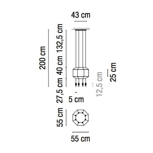 Vibia - Wireflow 0303 LED Suspension lamp - line drawing