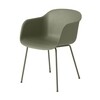 Muuto - Fiber Chair Armlehnstuhl mit Rohrgestell - staubgrün/Gestell staubgrün/54.5x76.5x55cm
