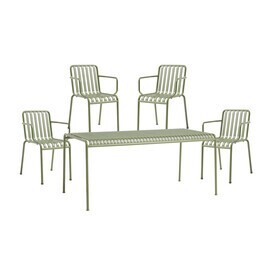 HAY - Speciale Editie Palissade tuinset tafel + 4 tuinarmleunstoelen