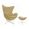 Fritz Hansen - Set promo - Egg Chair chaise + repose-pied étoffe - sable/support en aluminium/étoffe Fame 62068/repose-pied: LxPxH 56x40x37cm