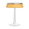 Flos - Bon Jour LED Table Lamp Chrome Matt - white-beige/Shade: fabric/H 41cm/ Ø 31,6cm/frame transparent/chrome matt