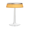 Flos - Bon Jour LED Tischleuchte chrom matt - weiß-beige/Schirm: Stoff/H 41cm/ Ø 31,6cm/Gestell transparent/chrom matt