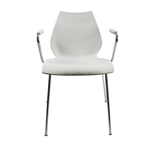 Kartell - Maui Armlehnstuhl - weiß/Polypropylen/Gestell chrom