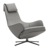 Vitra - Repos Lounge Chair - fabric Cosy 01 pebble grey/base polished die-cast alu./farbic with contrast seam/cross stitch/seat height 41cm