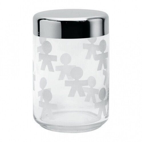 Alessi - Girotondo Kitchen Box - transparent/stainless steel/glossy polished/HxØ: 15,8x10,5 cm/Size 3