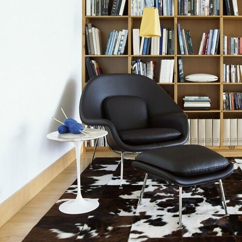 Knoll International - Womb Chair Relax - Ottoman en cuir chrome